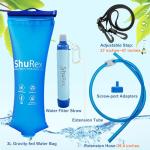ShuRex Gravity Fed Water Filtration System with Adjustable Tree Strap, Gravity Bag with Filter Straw, Water Purifier Survival for Travel, Backpacking, and Emergency Preparedness (3L)