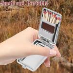 Metal Match Box Case with Friction Plate Portable Matchstick Holder Storage Case Reusable One Button Stainless Steel Dampproof Fireplace Starter for Outdoor Camping
