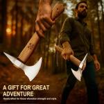 Grumpy Bear 15" Survival Axe Camping Hatchet – Forged High Carbon Steel Hatchet with Spike Tail for Breaking Doors, Glass & Ice, Leather Handle & Lanyard, Ideal for Bushcraft & Outdoor Adventures