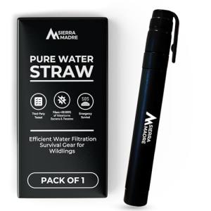 Sierra Madre Portable Water Filter Straw – 264 Gallon Water Filtration for Backpacking, Camping, Hiking, Travel - Ideal for Outdoor Emergency Hydration & Supplies - Portable & Lightweight (Pack 1)