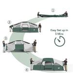 CAMPROS CP Tent-8-Person-Camping-Tents, Waterproof Windproof Family Tent, 5 Large Mesh Windows, Double Layer, Divided Curtain for Separated Room, Portable with Carry Bag - Dark Green
