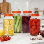 Fermentation Kit for Wide Mouth Mason Fermenting Jar, with 4 Glass Fermentation Weights,4 Fermenting Lids,4 Airlocks (No Jars) Complete Pickling Sauerkraut Kit