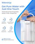 Waterdrop Rechargeable Water Filter Dispenser, 200-Gallon Water Pitcher, Instant 15-Cup Countertop System, 10X Filtration Efficiency, Reduce 98% Chlorine and 20+ Contaminants, White