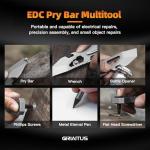 EDC Pry Bar Multitool with Bi-Directional Ratchet Screwdriver & Everlasting Pen, Wrenches, Crowbar, Bottle and Box Openers - Your Versatile Companion for Everyday Carry and Camping Accessories