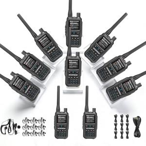 BAOFENG UV-5R MINI Radios Dual Band Two Way Radio Bulk Set, Professional Walkie Talkies, Wireless Programming, USB-C Charging, 999CH for Business, Security, Events, Warehouses, Church, Gray, 10 Pack