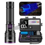 365nm UV Black Light Flashlight - 30w Powerful UV Flashlight with Filter Lens Rechargeable Ultraviolet Blacklight for Pet Urine Detection/Resin Curing/Rocks/Scorpion/Blood Tracking with LCD Display