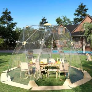 12x12 ft Pop Up Tent, All Weather Outdoor Instant Tent Shelter, 8-10 Person Transparent Rainproof & Windproof Camping Sun Shelter for Patio, Backyard, Deck, Events Tents