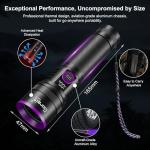 365nm UV Black Light Flashlight - 30w Powerful UV Flashlight with Filter Lens Rechargeable Ultraviolet Blacklight for Pet Urine Detection/Resin Curing/Rocks/Scorpion/Blood Tracking with LCD Display
