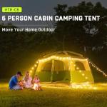 Happy Travel Tent 6 Person Tents for Camping, Waterproof Easy Setup Camping Tent with Rainfly, Portable Large Family Cabin Tent with 5 Large Mesh Windows and Carry Bag for Outdoor Camping & Hiking