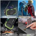 Hand Crank Solar Power Emergency Radio with Waterproof Bluetooth Speaker,Portable AM FM NOAA Weather Radio,5000MAh/18500MWh Rechargeable, Phone Charger,Flashlight,SOS,Survival Storm Camping