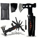 18-in-1 Multitool Hatchet Camping Axe with Hammer & Knife with Protective Sheath, Survival Gear for Men Dad, Emergency Car Tool & Hiking Accessories, Cool Gadgets for Outdoor Hiking Emergency