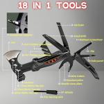 18-in-1 Multitool Hatchet Camping Axe with Hammer & Knife with Protective Sheath, Survival Gear for Men Dad, Emergency Car Tool & Hiking Accessories, Cool Gadgets for Outdoor Hiking Emergency