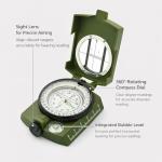 Hiking Compass for Survival, Lensatic Compass – Water-Resistant & Durable for Camping, Backpacking, Hunting, Outdoor Adventures (Plastic)