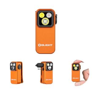 OLIGHT Oclip Pro EDC Flashlight Clip-on Light, Rechargeable 500 Lumens with Three Lighting Solutions Type-C Charging, Magnetic Flash Lights for Signaling, Cycling, Outdoor or Indoor Use(Orange)