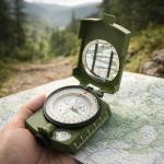 Hiking Compass for Survival, Lensatic Compass – Water-Resistant & Durable for Camping, Backpacking, Hunting, Outdoor Adventures (Plastic)