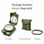 Hiking Compass for Survival, Lensatic Compass – Water-Resistant & Durable for Camping, Backpacking, Hunting, Outdoor Adventures (Plastic)