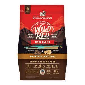 Stella & Chewy's Wild Red Raw Blend Kibble - Premium Freeze-Dried Raw Coated Dog Food - Perfect For Picky Eaters - High Protein Grain Free with 6 Poultry Sources - 3.5lb Bag