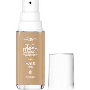L'Oreal Paris True Match Super-Blendable Foundation, Medium Coverage Liquid Foundation Makeup, W6.5, Medium, 1 Fl Oz