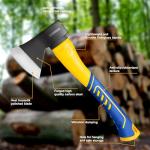 Professional Hatchet, 14" Wood Axe, Wood Splitter, Outdoor Camp Chopping Axe for Splitting and Kindling, Forged Steel Blade with Anti-Slip and Shock Reduction Handle Great Throwing Axes and Hand Axe