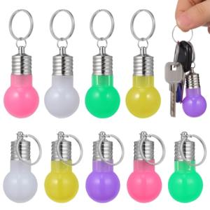 21Pcs Color LED Keychain, Luminous Keychain Flashlight, Cute Colored Light Bulbs Keyrings, Light Up Key Chain Pendant for Purse, Halloween Decorations, Christmas Stocking Stuffers(Random Color)