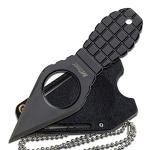 MTech USA – Fixed Blade Knife – Neck Knife - Black Blade and Handle, Full Tang, Includes Nylon Fiber Sheath w/ Pocket Clip and Ball Chain - Hunting, Camping, Survival, Tactical, EDC – MT-588BK