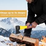 Professional Hatchet, 14" Wood Axe, Wood Splitter, Outdoor Camp Chopping Axe for Splitting and Kindling, Forged Steel Blade with Anti-Slip and Shock Reduction Handle Great Throwing Axes and Hand Axe