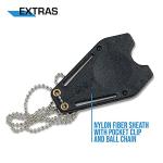 MTech USA – Fixed Blade Knife – Neck Knife - Black Blade and Handle, Full Tang, Includes Nylon Fiber Sheath w/ Pocket Clip and Ball Chain - Hunting, Camping, Survival, Tactical, EDC – MT-588BK