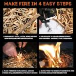 Tactiko Survival Fire Starter Kit - Premium Flint and Steel Firestarter for Campfires, Hemp Rope & Storage Pouch, 4" Magnesium Ferro Rod, Stocking Stuffers for Men, Camping Accessories - U.S. Company