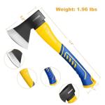 Professional Hatchet, 14" Wood Axe, Wood Splitter, Outdoor Camp Chopping Axe for Splitting and Kindling, Forged Steel Blade with Anti-Slip and Shock Reduction Handle Great Throwing Axes and Hand Axe