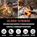 Tactiko Survival Fire Starter Kit - Premium Flint and Steel Firestarter for Campfires, Hemp Rope & Storage Pouch, 4" Magnesium Ferro Rod, Stocking Stuffers for Men, Camping Accessories - U.S. Company