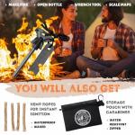 Tactiko Survival Fire Starter Kit - Premium Flint and Steel Firestarter for Campfires, Hemp Rope & Storage Pouch, 4" Magnesium Ferro Rod, Stocking Stuffers for Men, Camping Accessories - U.S. Company
