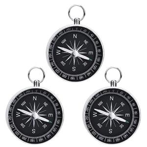 ThtRht 3 Pack Compass Hiking Survival Aluminum Alloy G44 Lightweight Keychain Portable Mini Outdoor Camping Wild Navigation Instrument Pocket Pointing Guide Tool Emergency Travel Kids
