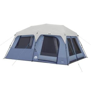 CORE 10 Person Instant Cabin Tent | Large Multi Room Family Pop Up Tent for 2 Minute Camp Setup | Included Storage Pockets for Camping Accessories