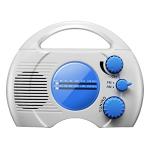 Portable AM/FM Shower Radio, Waterproof Hanging Bathroom Radio Built-in Speaker, Adjustable Volume with Rotating Knob, Battery Operated for Bathroom, Kitchen, Outdoor