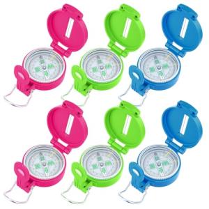 Sabary 6 Pack Multi-Color Lensatic Compasses with Lanyard Orienteering Navigation Compass Hiking Backpacking Compass Bulk Mini Wilderness Survival Tools for Hunters Hikers Travel