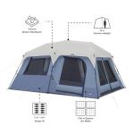 CORE 10 Person Instant Cabin Tent | Large Multi Room Family Pop Up Tent for 2 Minute Camp Setup | Included Storage Pockets for Camping Accessories