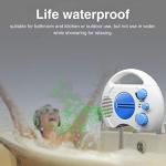 Portable AM/FM Shower Radio, Waterproof Hanging Bathroom Radio Built-in Speaker, Adjustable Volume with Rotating Knob, Battery Operated for Bathroom, Kitchen, Outdoor