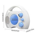 Portable AM/FM Shower Radio, Waterproof Hanging Bathroom Radio Built-in Speaker, Adjustable Volume with Rotating Knob, Battery Operated for Bathroom, Kitchen, Outdoor