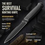 Tactical Survival Knife with Sheath – 6.5" Fixed Full Tang Blade, Serrated Edge – Hunting Knife with Non-Slip Rubber Handle – Heavy Duty Long Blade Knives for Camping, Self Defense, Military 2503