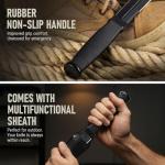 Tactical Survival Knife with Sheath – 6.5" Fixed Full Tang Blade, Serrated Edge – Hunting Knife with Non-Slip Rubber Handle – Heavy Duty Long Blade Knives for Camping, Self Defense, Military 2503