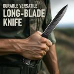 Tactical Survival Knife with Sheath – 6.5" Fixed Full Tang Blade, Serrated Edge – Hunting Knife with Non-Slip Rubber Handle – Heavy Duty Long Blade Knives for Camping, Self Defense, Military 2503