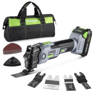 WORKPRO 20V Oscillating Tool Kit, Cordless and Brushless 19,000 RPM Orbiting Multi Tool with 6 Variable Speeds, 3.6°Oscillation Angle, 21pcs Saw Accessories, 1 Rechargeable Battery and Carrying Bag