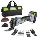 WORKPRO 20V Oscillating Tool Kit, Cordless and Brushless 19,000 RPM Orbiting Multi Tool with 6 Variable Speeds, 3.6°Oscillation Angle, 21pcs Saw Accessories, 1 Rechargeable Battery and Carrying Bag