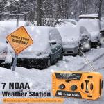 Emergency Weather Radio for Winter Storm, NOAA Weather Radio Hand Crank Emergency Radio with 7400mWh Power Bank, USB/Solar/Hand Crank, Battery Operated,Flashlight&SOS Alarm,for Emergency Survival Gear