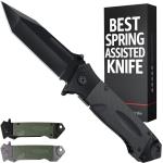 Spring Assisted Heavy Duty Pocket Knife for Men - 3.5" Tanto Sharp Blade - Folding Tactical Self Defense Japanese Knives with Portable Clip - for Hunting Camping Military Survival Work EDC 6688 BB