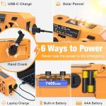 Emergency Weather Radio for Winter Storm, NOAA Weather Radio Hand Crank Emergency Radio with 7400mWh Power Bank, USB/Solar/Hand Crank, Battery Operated,Flashlight&SOS Alarm,for Emergency Survival Gear