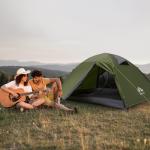 Night Cat 2-Persons Backpacking Tent: Waterproof Lightweight Camping Tent for Two People Hiking Outdoor Mountain with Aluminum Poles and Rainfly Army Green