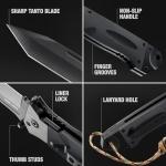 Spring Assisted Heavy Duty Pocket Knife for Men - 3.5" Tanto Sharp Blade - Folding Tactical Self Defense Japanese Knives with Portable Clip - for Hunting Camping Military Survival Work EDC 6688 BB