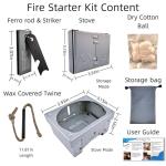 LoDinpo Survival Fire Starter Kit - Ferro Rod & Magnesium Fire Starter Compact Stove with Flint and Steel to Firestarter Fireplace Pit for Outdoor Camping Bushcraft Hiking Emergency Gadgets