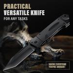 Spring Assisted Heavy Duty Pocket Knife for Men - 3.5" Tanto Sharp Blade - Folding Tactical Self Defense Japanese Knives with Portable Clip - for Hunting Camping Military Survival Work EDC 6688 BB